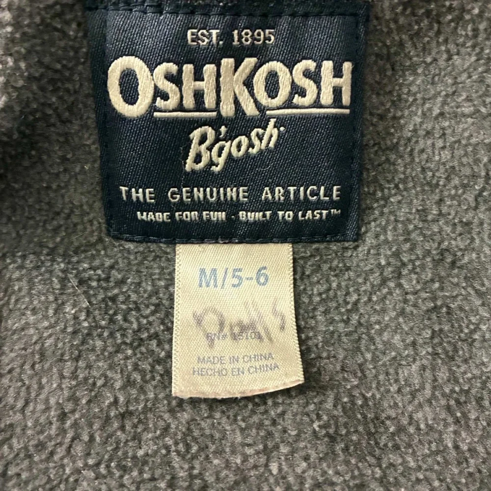 OshKosh B'gosh Puffer Jacket Boys 5-6 Gray Orange Fleece Lined Winter S/B216E34